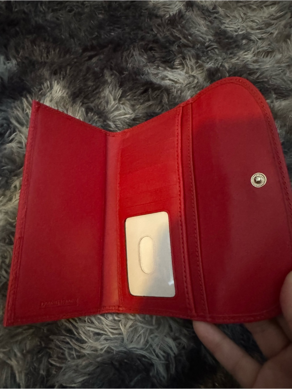 Dooney & Bourke Red Leather Flap Wallet with Logo Plate - Picture 2 of 4